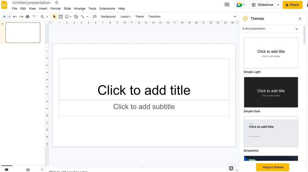 blank google slides