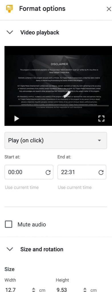 format google presentation video