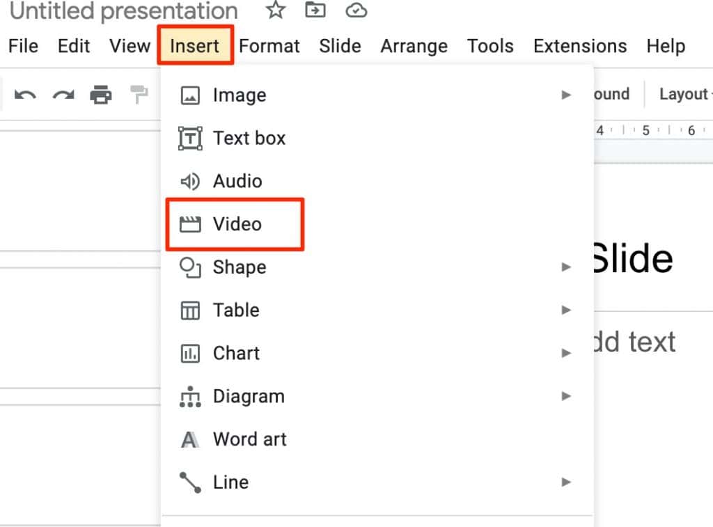 google slides insert video option