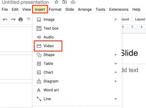 google slides insert video option