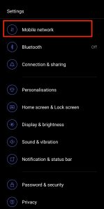 mobile network android