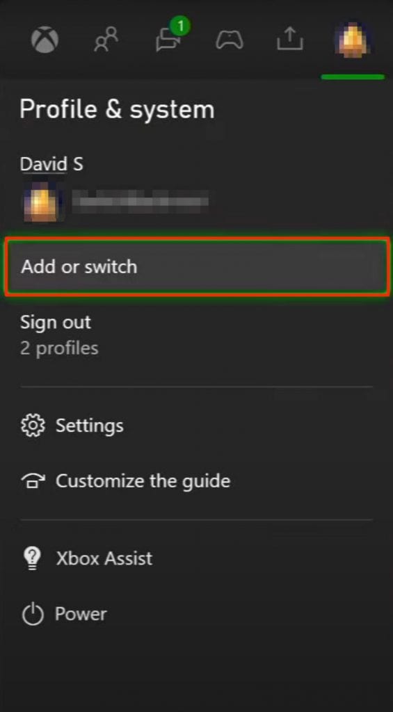 add gameshare profile xbox one