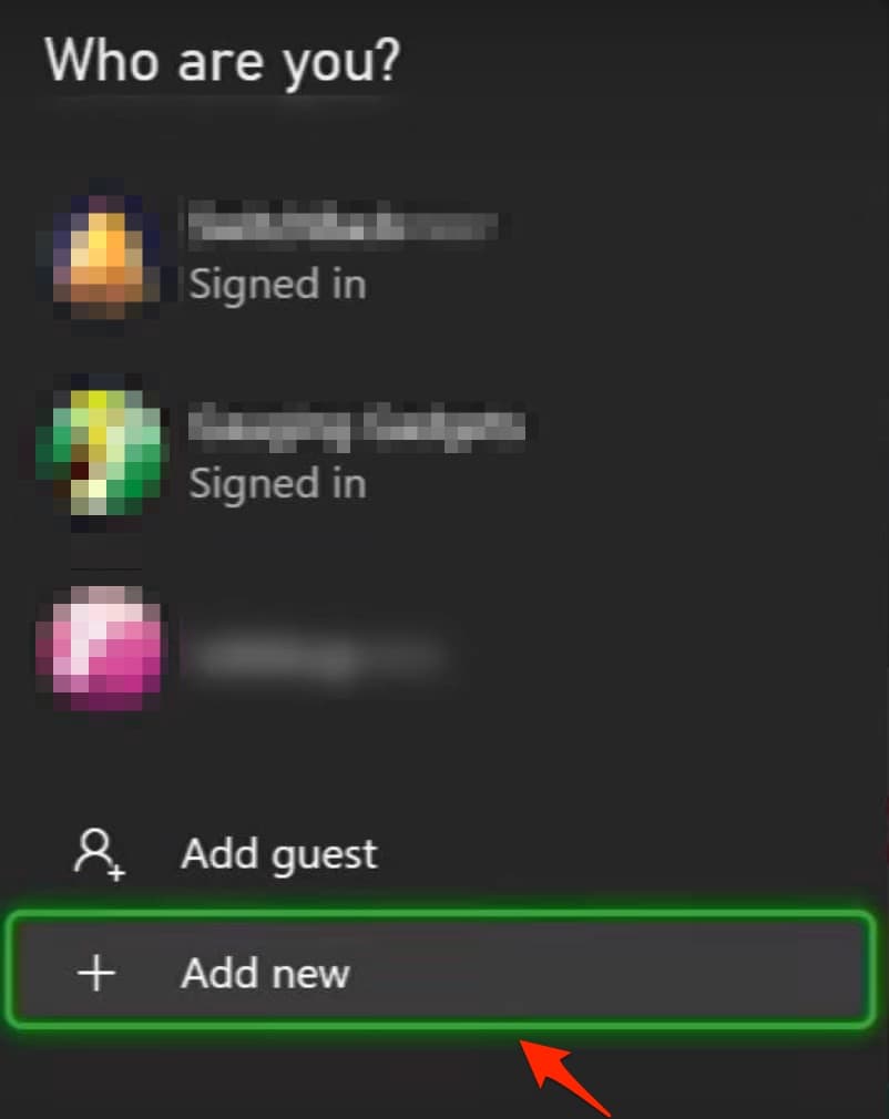 add new account xbox