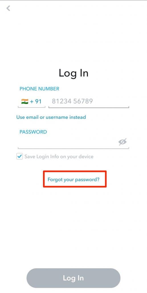 recover snapchat password