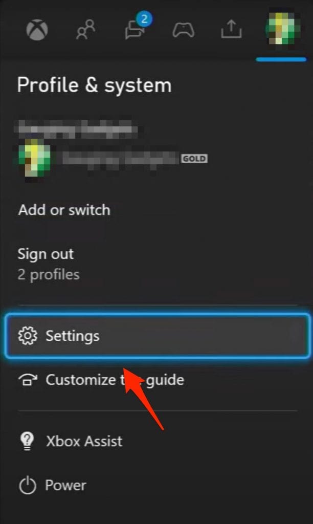 xbox profile settings