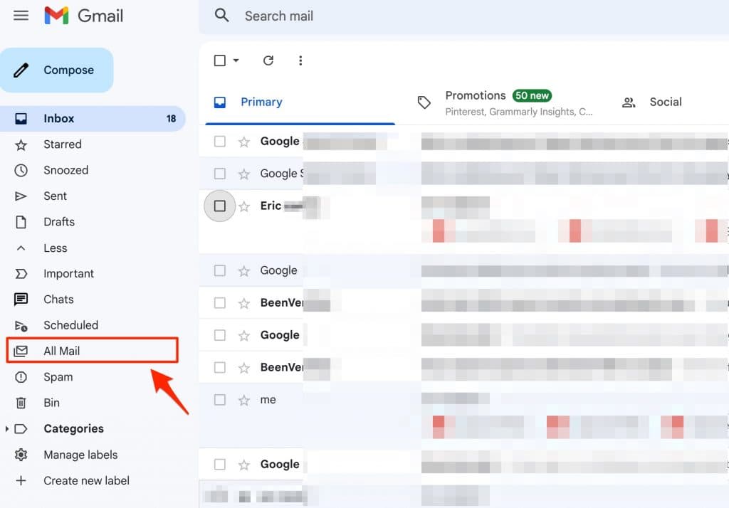 all mail gmail