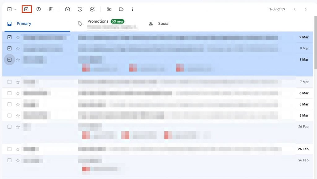 archive emails in gmail