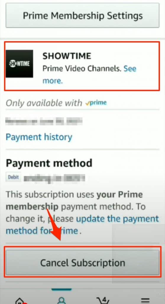 cancel showtime subscription mobile