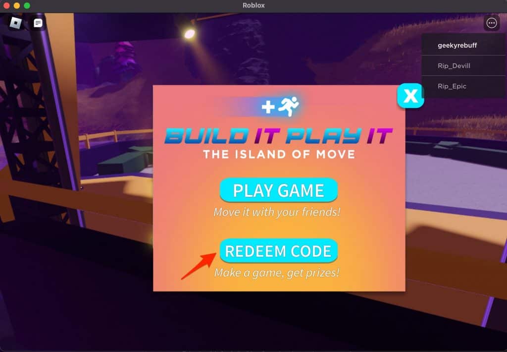 redeem island of move roblox promo code