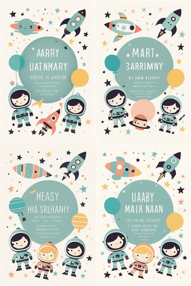 childrens birthday invitation card midjourney ai image generator