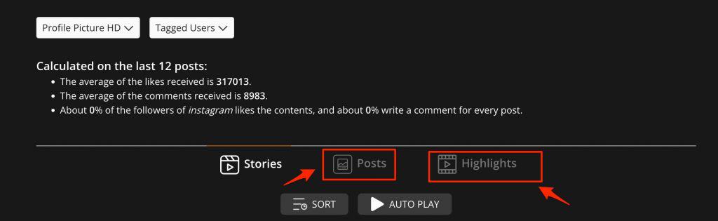 instagram posts and highlights