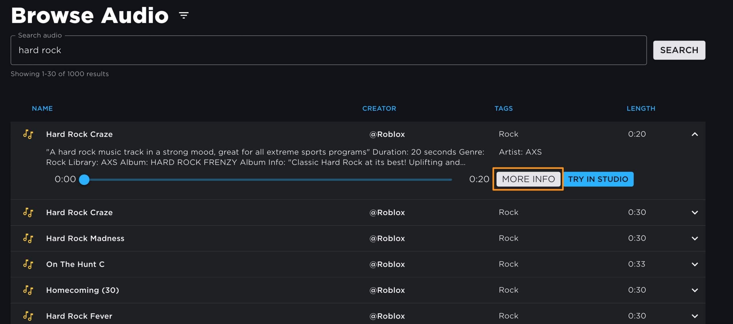 browse audio creator hub marketplace roblox
