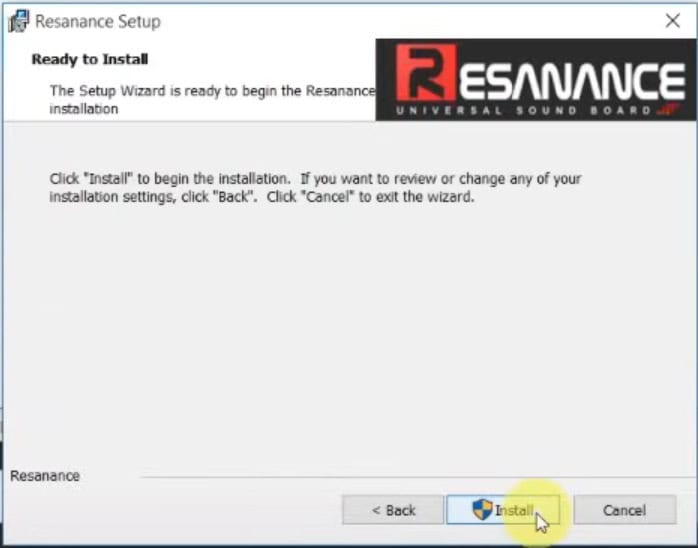 Resanance setup wizard